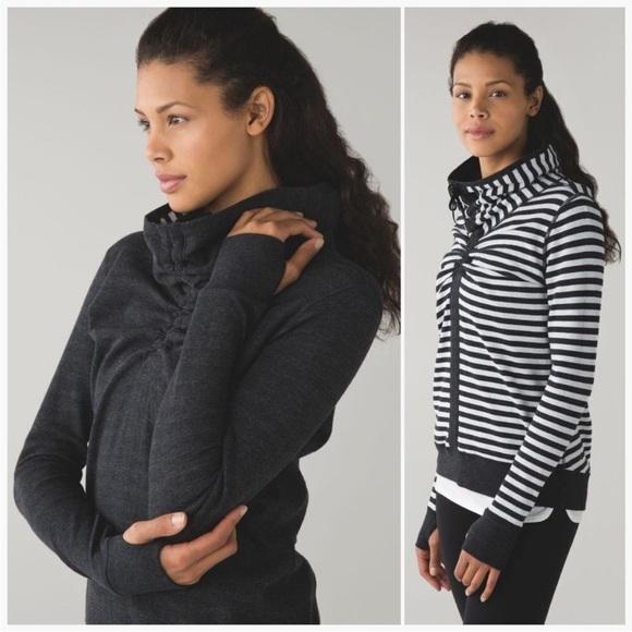 Lululemon In A Cinch Long Sleeve Top Heathered Black and White/ Gray Size 6 - Picture 1 of 8